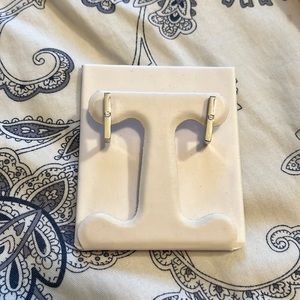 Bar diamond earrings.